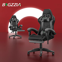 RATTANTREE Chaise de Gaming avec Repose-Pied, siège gaming, fauteuil gaming, Dossier Inclinable à 155, chaise bureau gaming avec appuie-tête, Noir Gris