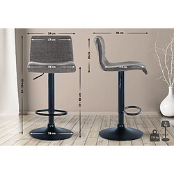 Acheter Decoshop26 Tabouret de bar x1 design simple avec repose-pieds en tissu gris clair pieds en métal noir 10_0004558