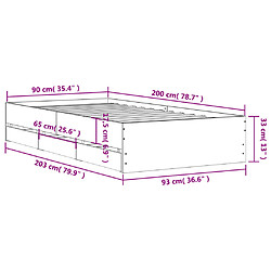 Vidaxl Cadre de lit avec tiroirs blanc 90x200 cm bois d'ingénierie pas cher