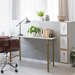 Teamson Home 40" Table De Bureau À Domicile Avec Plateau En Faux Marbre Et Cadre En Laiton VNF-00092