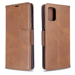 Wewoo Housse Coque Pour Galaxy A71 Retro Lambskin Texture Pure Color Horizontal Flip PU en cuir avec support et fentes cartes et portefeuille et lanière marron