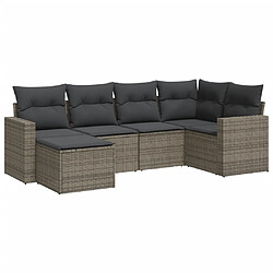 Maison Chic Salon de jardin 6 pcs avec coussins | Ensemble de Table et chaises | Mobilier d'Extérieur gris résine tressée -GKD46447