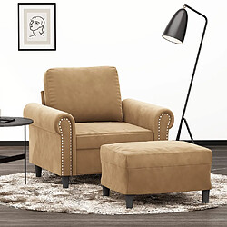 vidaXL Fauteuil avec repose-pied Marron 60 cm Velours