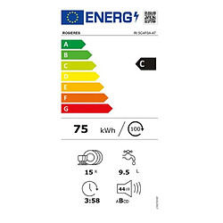 Lave-vaisselle 60cm 15 couverts 44db tout intégrable - RI5C4F0A-47 - ROSIERES