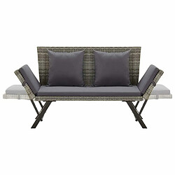 Maison Chic Banc de jardin avec coussins | Banquette de jardin | Chaise Relax 176 cm Gris Résine tressée -MN20407 pas cher