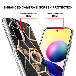 Coque en TPU anti-chute, motif marbré anti-jaunissement IMD flexible avec béquille fleurs noires pour votre Xiaomi Redmi Note 10 4G/10S