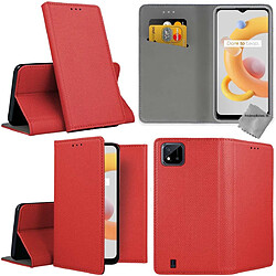 Htdmobiles Housse etui portefeuille avec coque intérieure en silicone pour Realme C11 2021 + film ecran - ROUGE MAGNET