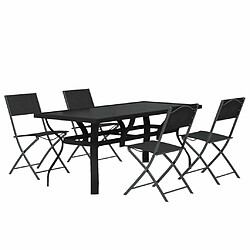 Avis Salle à manger de jardin 5 pcs,Table et chaise à dîner Gris et noir -MN48484