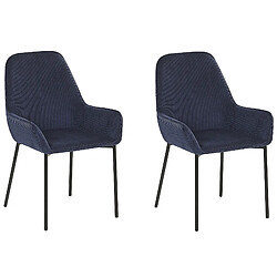 Beliani Chaise de salle à manger LOVERNA Set de 2 Bleu foncé pas cher