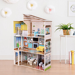 Acheter Olivia'S Little World Maison de poupée en bois enfant 3 étages avec 17 accessoires mobilier multicolore Méditerranéen Olivia’s Little World TD-13632A