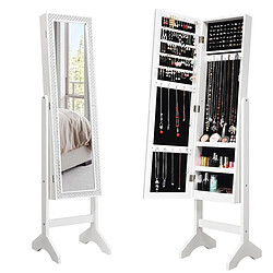 Helloshop26 Armoire à bijoux sur pied 2 en 1 rangement pour cosmétiques avec miroirs style romantique blanc 20_0000131