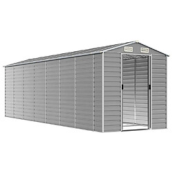 Helloshop26 Abri de jardin cabane cabanon maison de stockage remise extérieur hangar outils robuste clair 191 x 640 x 198 cm acier galvanisé gris 02_0022247