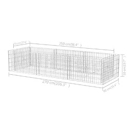 vidaXL Lit surélevé à gabion Acier 270x90x50 cm pas cher