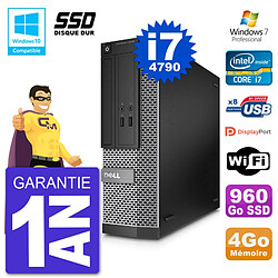 PC Dell 3020 SFF Intel i7-4790 RAM 4Go SSD 960Go Graveur DVD Wifi W7 - Occasion