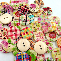 50 Boutons En Bois De Fleurs Coloré Cru Embellissement Bricolage 20mm