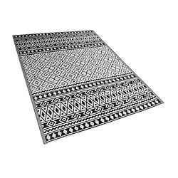 Beliani Tapis extérieur au motif ethnique noir et blanc 180 x 240 cm NARLI