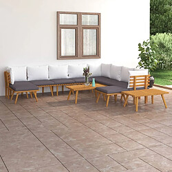 Maison Chic Salon de jardin 12pcs + coussins - Mobilier/Meubles de jardin - Table et chaises d'extérieur Bois d'acacia solide -MN65236