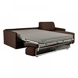 Inside 75 Canapé d'angle SUN convertible EXPRESS 140cm microfibre marron matelas épaisseur 16cm pas cher