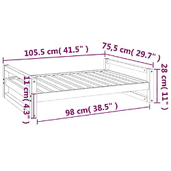 vidaXL Lit pour chien Gris 105,5x75,5x28 cm Bois de pin solide pas cher