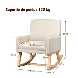 Helloshop26 Chaise à bascule pour chambre d'enfant fauteuil à bascule rembourré base en bois massif fauteuil inclinable moderne beige 20_0002283 pas cher