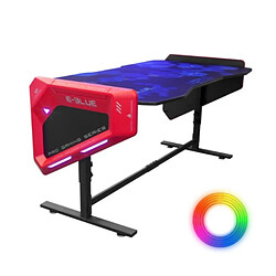 Bureau Gamer Rétro Eclairé LED RGB – E-BLUE - EGT003 - Hauteur ajustable - Largeur 1m65