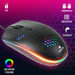 NGS GMX-120 souris filaire gaming aux LED 7 couleurs - 800/ 1200 DPI. ambidextre- cordon de 1.3- deux boutons et roulette