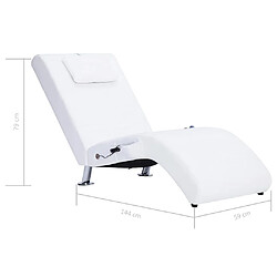 vidaXL Chaise longue de massage avec oreiller Blanc Similicuir pas cher