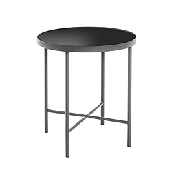 Pegane Table d'appoint coloris anthracite-noir en métal - H 47 x Ø 40 cm