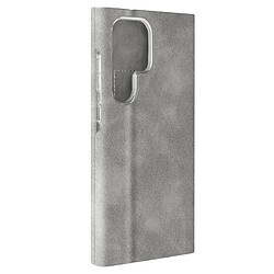 Avizar Housse pour Samsung Galaxy S24 Ultra Clapet Porte-carte Éco-cuir Nappa Gris