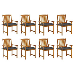 Maison Chic Lot de 8 Chaises de jardin avec coussins | chaises d'extérieur | Fauteuil Relax Bois d'acacia solide -GKD23071