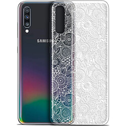 Caseink Coque Pour Samsung Galaxy A70 (6.7 ) [Gel HD Collection Dentelle Florale Design Blanc - Souple - Ultra Fin - Imprimé en France]