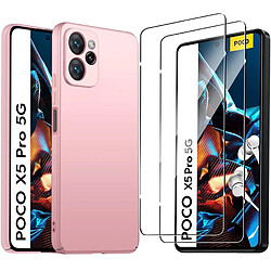 Coque Silicone Rose + 2 Verres Trempes Pour Poco X5 Pro 5G Little Boutik©