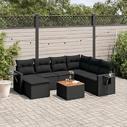 Maison Chic Ensemble Tables et chaises d'extérieur 8 pcs avec coussins,Salon de jardin noir résine tressée -GKD221971