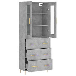 Avis vidaXL Buffet haut Gris béton 69,5x34x180 cm Bois d'ingénierie