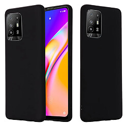 Coque en silicone Liquide de couleur unie avec sangle souple noir pour votre Oppo F19 Pro+ 5G