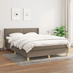 vidaXL Sommier à lattes de lit avec matelas Taupe 140x190 cm Tissu