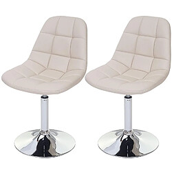 Decoshop26 2x chaises de salle à manger en synthétique crème pied chromé pivotant CDS04421