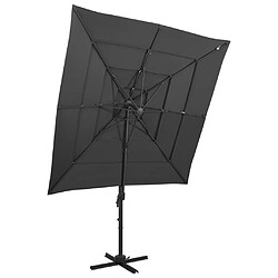 Helloshop26 Parasol à 4 niveaux avec mât en aluminium 250 x 250 cm anthracite 02_0008784