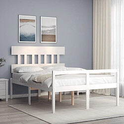 Maison Chic Lit adulte - Cadre Structure de lit avec tête de lit Contemporain blanc double bois massif -MN94060