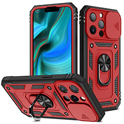 Coque en TPU antichute 3-en-1 avec béquille rouge/noir pour votre Apple iPhone 13 Pro 6.1 pouces