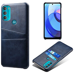 Coque en TPU + PU KSQ anti-empreintes digitales avec porte-cartes bleu pour votre Motorola Moto G71 5G