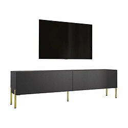 3XELIVING Meuble TV en couleur Anthracite avec pieds droits en or, D: l : 170 cm, H : 52 cm, P : 32 cm