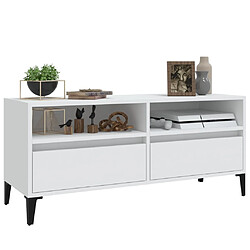 Acheter Maison Chic Meuble TV scandinave - Banc TV pour salon blanc 100x34,5x44,5 cm bois d'ingénierie -MN58650