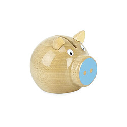 Tirelire cochon bois naturel-bleu - Vilac - Jeux et jouets