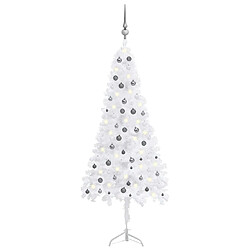 vidaXL Arbre de Noël artificiel d'angle LED et boules Blanc 240 cm PVC