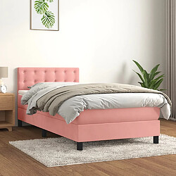 vidaXL Sommier à lattes de lit avec matelas Rose 90x190 cm Velours