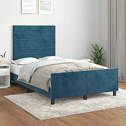 vidaXL Cadre de lit sans matelas bleu foncé 120x200 cm velours