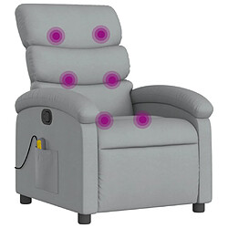 vidaXL Fauteuil de massage inclinable Gris clair Tissu