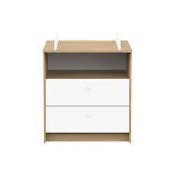 Acheter Vente-Unique Commode à langer 2 tiroirs et 1 niche - Coloris : Naturel et blanc - LULATI