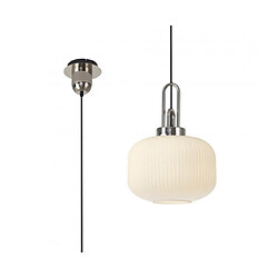 Luminaire Center Suspension design 1 ampoule Nickel poli,opale